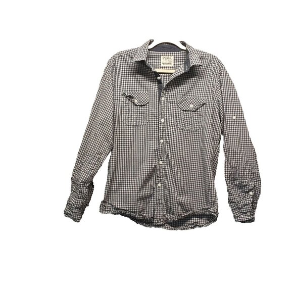 PD & C Shirt Men's Size MEDIUM Button Up Shirt Check 100% Cotton Flap Pockets - Picture 1 of 12